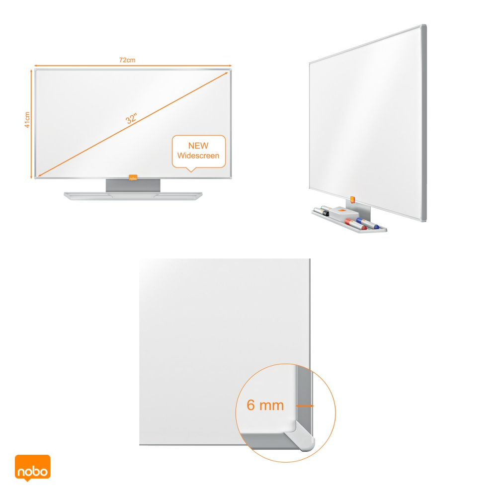 Whiteboard magnetic Nobo Prestige Widescreen 32 inch, otel emailat, montaj ascuns InvisaMount, tavita si marker incluse, alb [4]