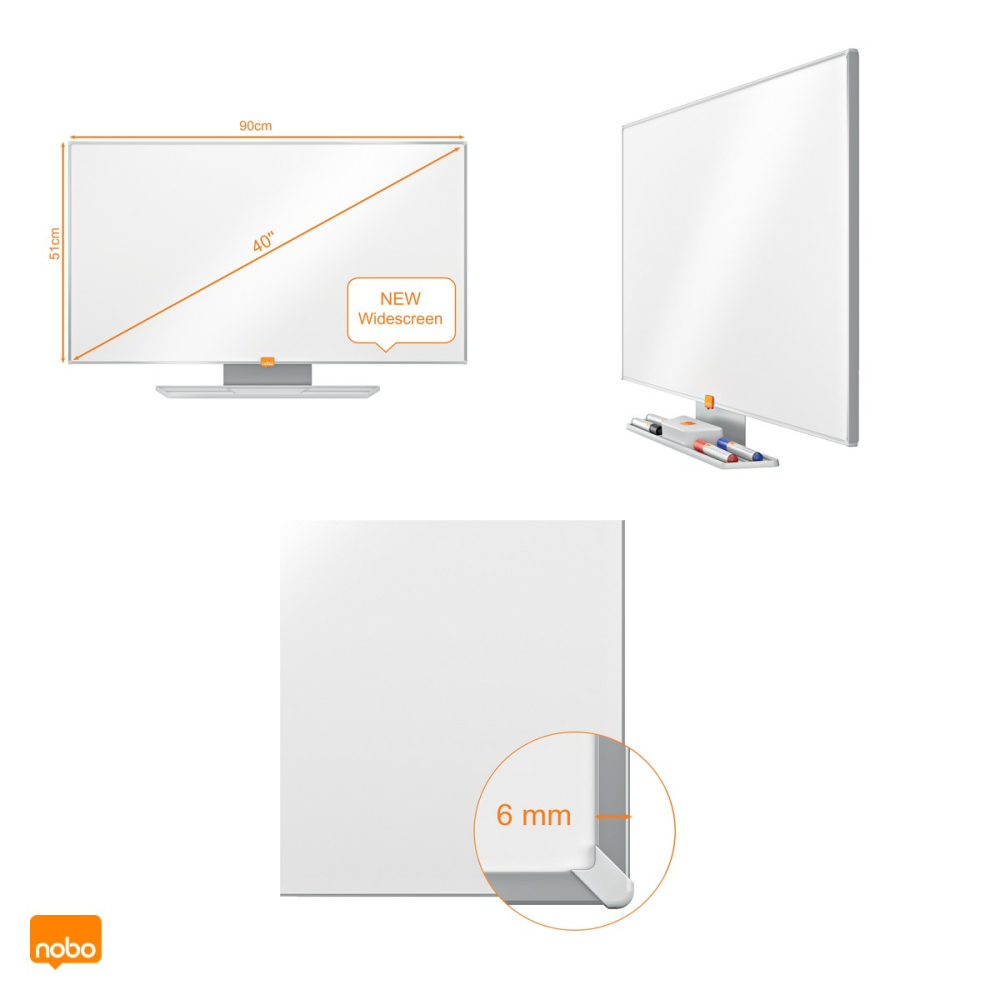 Whiteboard magnetic Nobo Prestige Widescreen 40 inch, otel emailat, montaj ascuns InvisaMount, tavita si marker incluse, alb [4]
