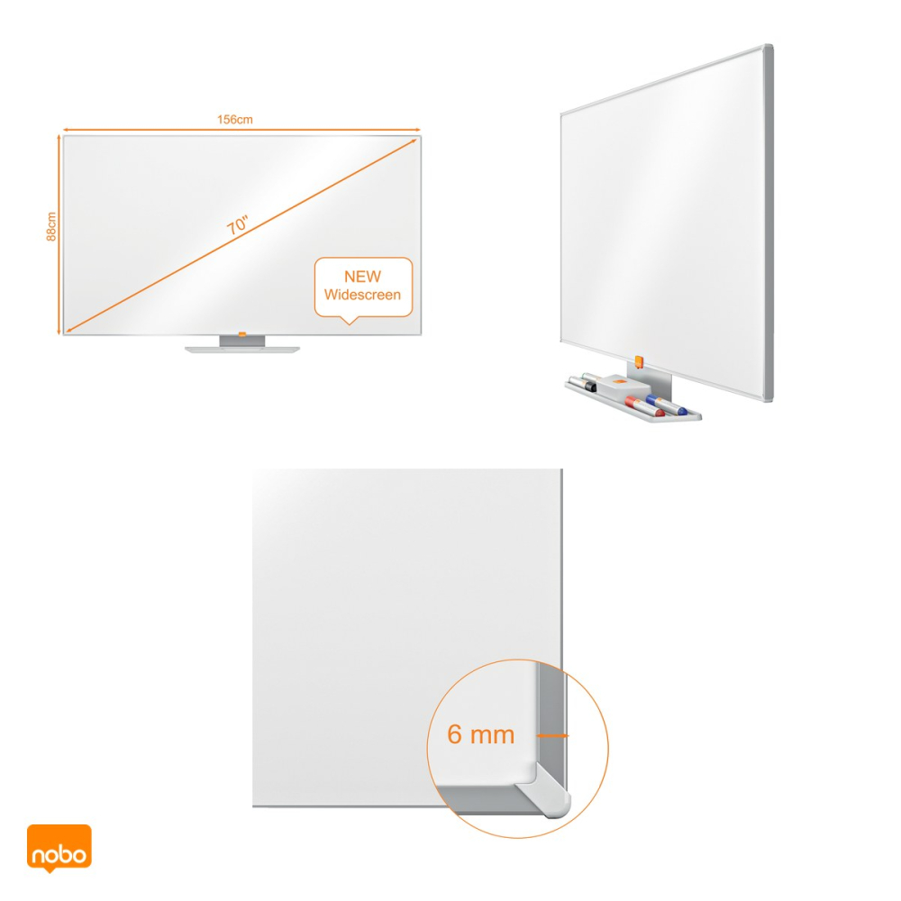 Whiteboard magnetic Nobo Prestige Widescreen 70 inch, otel emailat, montaj ascuns InvisaMount, tavita si marker incluse, alb [4]