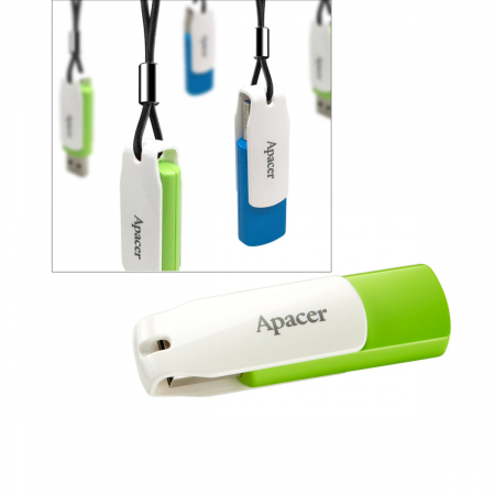 Memorie USB 2.0 Apacer 64Gb, AH335, rotativa, alb cu verde [2]