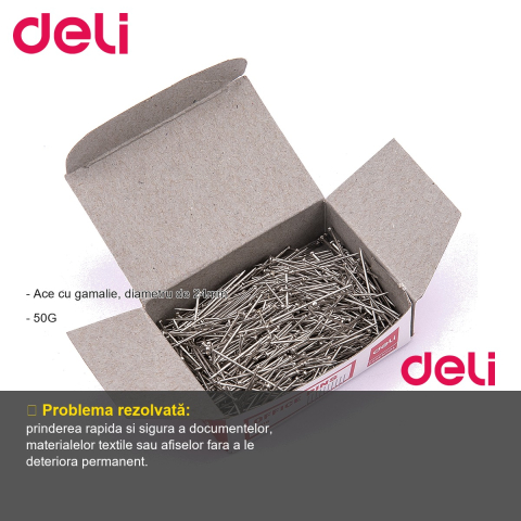 Ace cu gamalie Deli, diametru 24mm, set 50g, pentru birou si uz general [1]