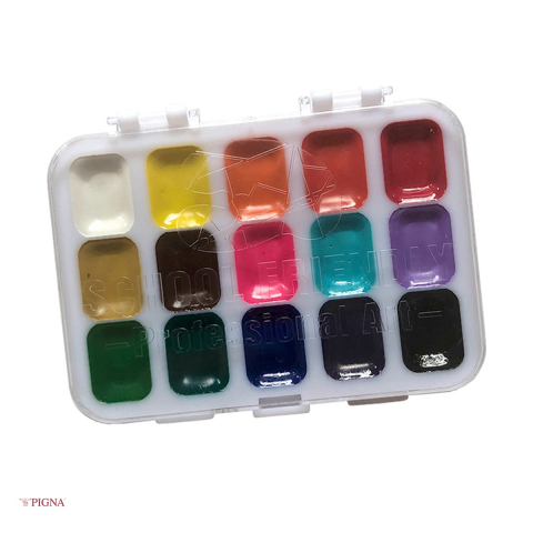 Handmade Creativ si Hobby - Set 15 acuarele Pigna, 15 culori, semiuscate