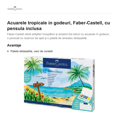 Acuarele tropicale in godeuri, Faber-Castell, cu pensula inclusa [1]