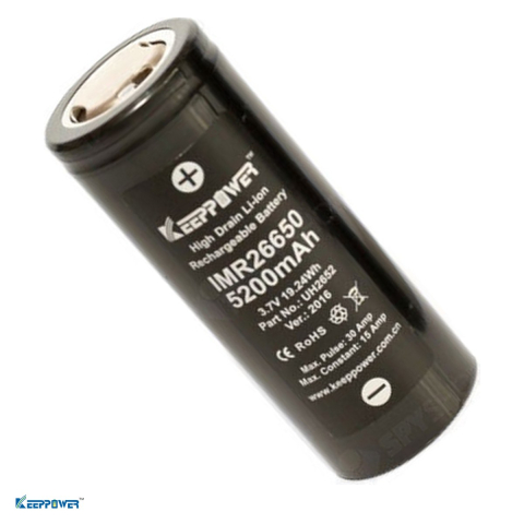 Energy - Acumulator KeepPower IMR26650 UH2652, Li-Ion, format 26650, 3.7 V, 5200 mAh, 26.3 x 66.5 mm, descarcare 15 A continuu, 30 A in puls, bulk