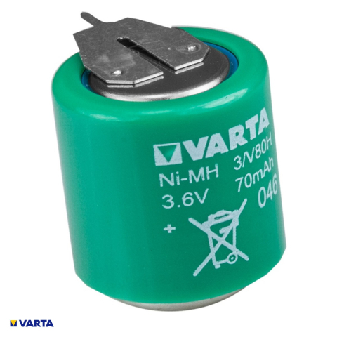 Energy - Acumulator VARTA 3/V80H, Ni-MH, 3.6 V, 80 mAh, cu 2 pini de lipire, 3 pastile V80H, SLF1/1, bulk