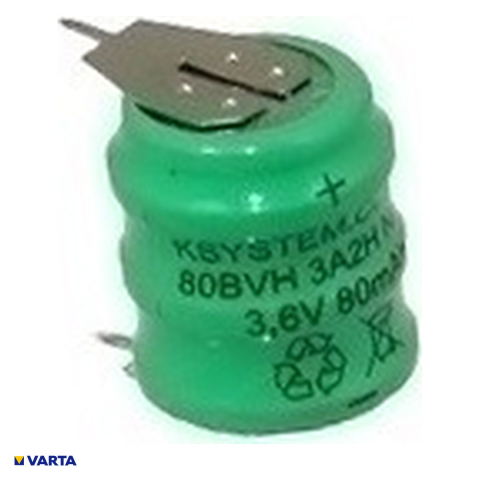 Energy - Acumulator VARTA pachet Ni-MH 3.6 V, 80 mAh, 3 pastile in serie, cu 2 pini de lipire, bulk