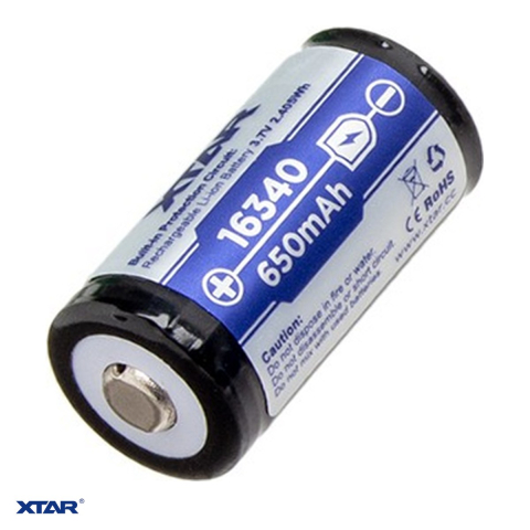 Energy - Acumulator XTAR 16340, Li-Ion, format 16340, 3.7 V, 650 mAh, cu protectie, bulk