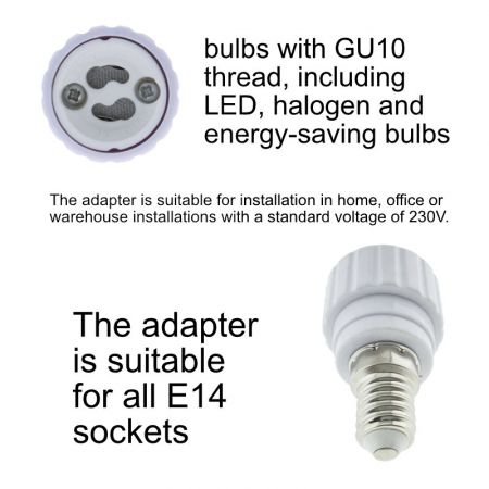 Adaptor bec pentru soclu E14 la GU10, FL-95983, alb [5]