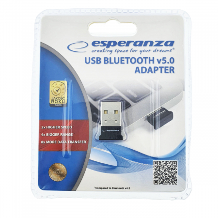 Adaptoare diverse - Adaptor Bluetooth Dongle v.5.0, nano USB, Esperanza 94686, negru