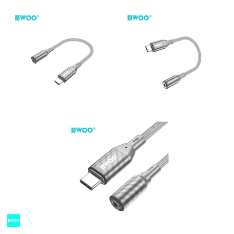 Adaptor BWOO BZ65 Audio & Data, USB-C tata la Jack 3.5 mm mama, cablu 0.18m, AUX 3.5mm la Type-C, gri [3]