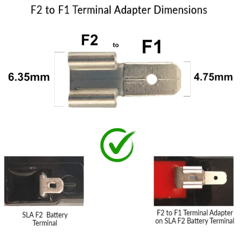 Adaptor conector baterie F2 (Faston 250) la F1 (Faston 187) - Solutie de conversie pentru terminale placi acumulatori AGM/VRLA, compatibil UPS, sisteme alarma, iluminat de urgenta [2]