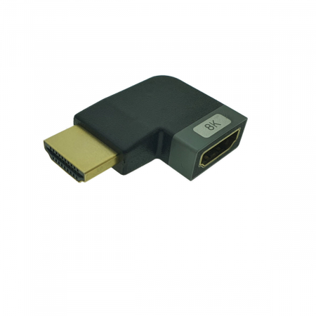 Adaptor HDMI tata la HDMI mama, 8K, unghi 90 grade, inclinat la stanga, Lanberg 44101, DSC, eARC, HDR, carcasa aluminiu, argintiu [2]
