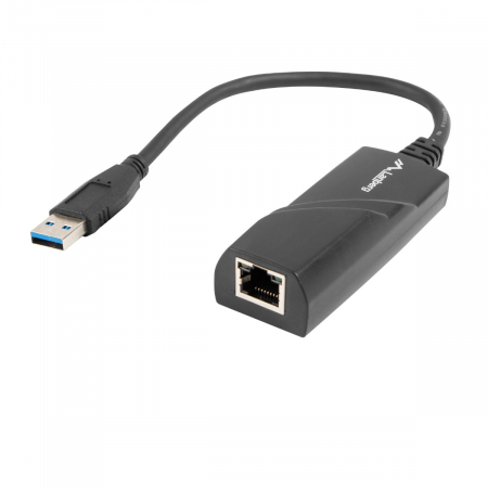 Retelistica - Adaptor LAN USB 3.0 , Lanberg 41870, cu cablu 15 cm, Gigabit Ethernet