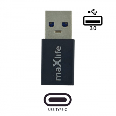 Adaptor Maxlife 94073 USB-C mama la USB 3.0 tata, in blister, negru [1]