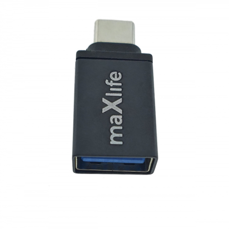 Adaptoare smartphone - Adaptor Maxlife 94074, USB 3.0 mama la USB tip C tata, in blister, negru