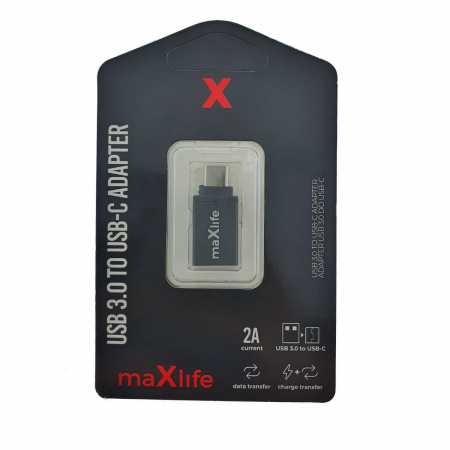 Adaptor Maxlife 94074, USB 3.0 mama la USB tip C tata, in blister, negru [4]