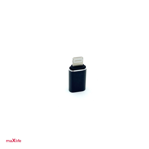 Adaptoare smartphone - Adaptor Maxlife, conector tip Lightning la USB-C mama, 10W, pentru date si incarcare, negru