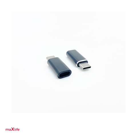 Adaptoare smartphone - Adaptor Maxlife, conectori USB-C tata la tip Lightning mama, 10W, pentru date si incarcare, negru