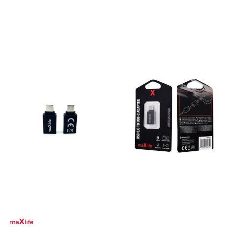 Adaptor Maxlife, conectori USB-C tata la USB mama, interfata USB 3.0, 60W, pentru date si incarcare, negru [3]