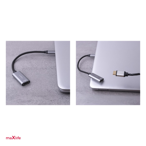 Adaptor Maxlife MXHC-01, HDMI mama la USB-C tata, 4K 60HZ, lungime cablu 15 cm, Negru [4]