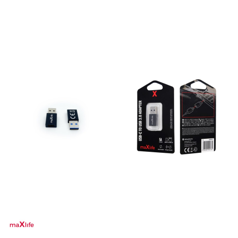 Adaptor Maxlife, USB tata la USB-C mama, interfata USB 3.0, 60W, pentru date si incarcare, negru [3]
