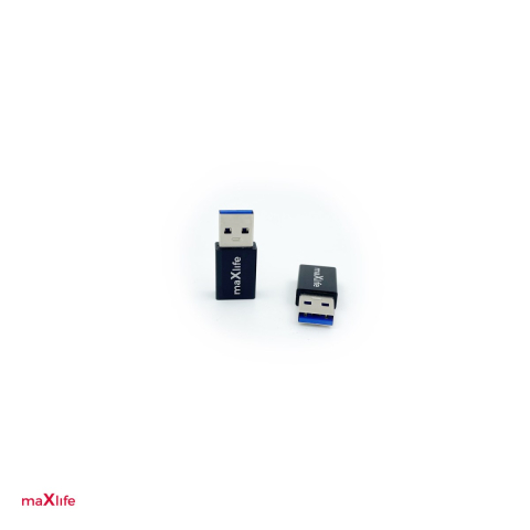 Adaptoare smartphone - Adaptor Maxlife, USB tata la USB-C mama, interfata USB 3.0, 60W, pentru date si incarcare, negru