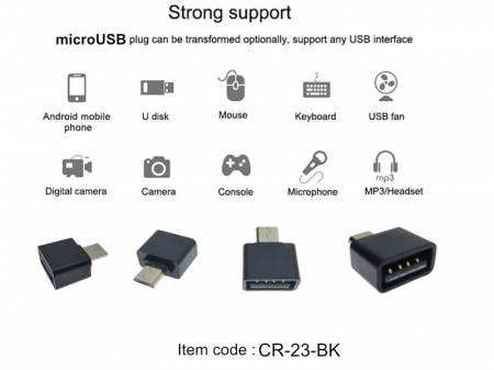 Adaptor OTG USB 2.0 mama la microUSB tata, alimentare, conectare si transfer de date, negru [5]