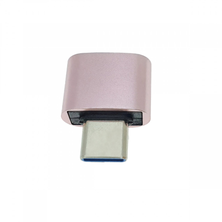 Adaptor OTG USB 2.0 mama la USB tip C tata, carcasa aluminiu, alimentare si transfer de date, roz [4]