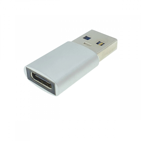 Adaptoare Type C - Adaptor OTG USB 3.1 tata la USB tip C mama, carcasa aluminiu, Data C 080, alimentare si transfer de date, gri