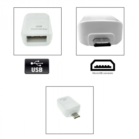 Adaptor OTG USB tip A mama la microUSB tata, Samsung GH98-09728A, alb [2]