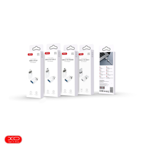 Adaptor OTG XO NB256B, USB-C tata la USB 2.0 mama, cu orificiu de agatare, pentru date si incarcare, in cutie, alb [3]