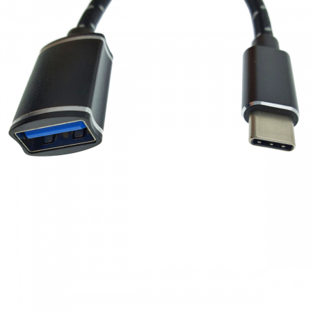Adaptor premium OTG, USB 3.0 mama la USB tip C tata, Revolution 088, cablu cu invelis textil, carcasa aluminiu, negru [1]