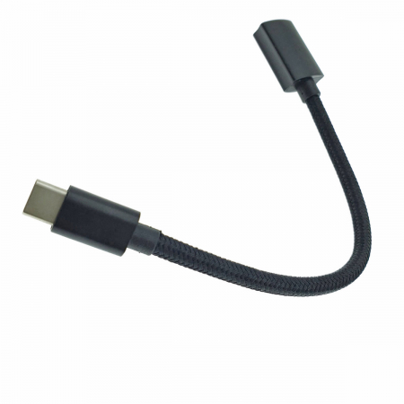Adaptoare Type C - Adaptor premium OTG, USB 3.1 mama la USB tip C tata, Revolution 115, cablu cu invelis textil, carcasa aluminiu, negru