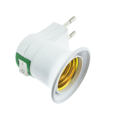 Adaptor Priza Bec E27 cu Intrerupator Incorporat Alb, Compact, dimensiuni 85 x 48 x 45 mm [5]