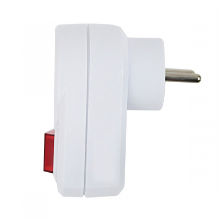 Adaptor priza cu un port si intrerupator integrat, 3680W, 16A, dimensiuni 85 x 74 x 50 mm, protectie copii, Tip E, alb [3]