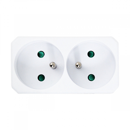 Adaptor priza dubla, 3680W, 16A, cu impamantare, dimensiuni 85 x 75 x 48 mm, alb [1]