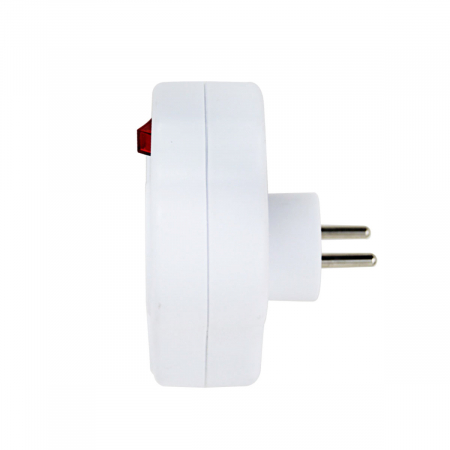 Adaptor priza dubla, 3680W, 16A, impamantare, cu port incarcare USB-C si USB-A, 5V, 2.4A, max 12W, cu un intrerupator, multiprotectie, dimensiuni 106 x 95 x 80 mm, alb [3]