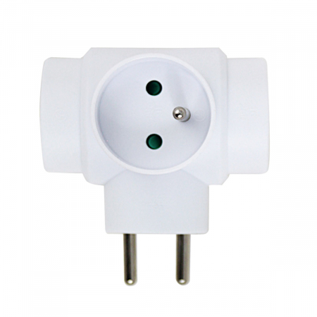 Adaptor priza multipla cu 3 porturi laterale, 3680W, 16A, stecher cu impamantare, dimensiuni 85 x 80 x 57 mm, alb [1]