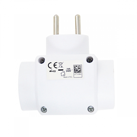 Adaptor priza multipla cu 3 porturi laterale, 3680W, 16A, stecher cu impamantare, dimensiuni 85 x 80 x 57 mm, alb [4]