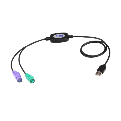 Conectica IT - Adaptor PS/2 la USB ATEN UC10KM pentru tastatura si mouse, cablu 90 cm, alimentare din portul USB, compatibil cu switch-uri KVM, UC10KM-AT