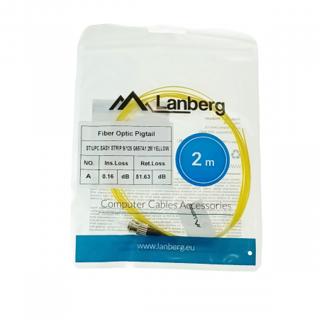 Adaptor retea fibra optica coada/Pigtail cu conector ST/UPC, lungime 2m, Lanberg 43353, Easy Strip SM G657A1, galben [3]