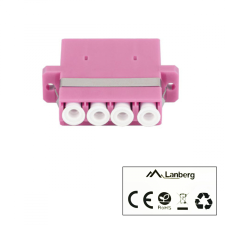 Adaptor retea fibra optica cu conectori LC/UPC, Lanberg 43378, MM QUAD OM4, violet [2]
