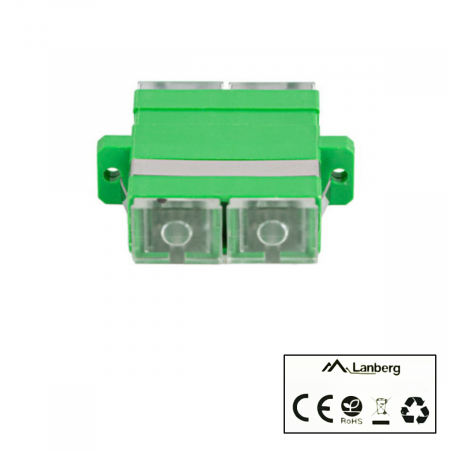 Adaptor retea fibra optica cu conectori SC/APC, Lanberg 43381, SM DUPLEX, capace transparente, verde [2]