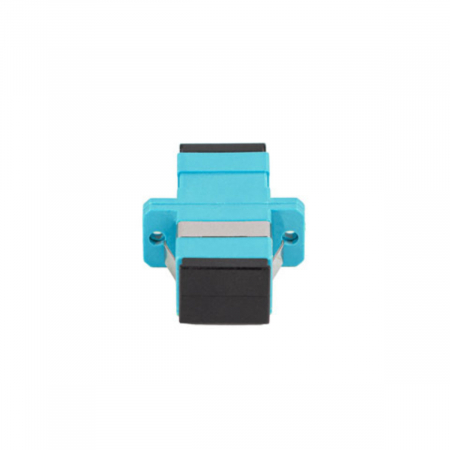 Adaptor retea fibra optica cu conectori SC/UPC, Lanberg 43368, MM SIMPLEX OM3, cu capace negre, turcoaz [2]