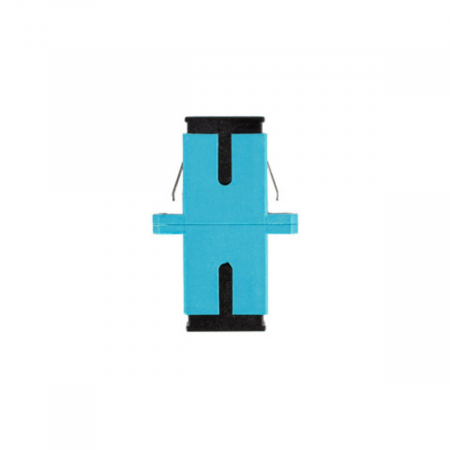 Adaptor retea fibra optica cu conectori SC/UPC, Lanberg 43368, MM SIMPLEX OM3, cu capace negre, turcoaz [3]