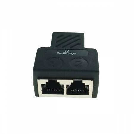 Mufe - Adaptor splitter, RJ45 mama la 2 x RJ45 mama, cuplaj LAN, Lanberg 42380, negru