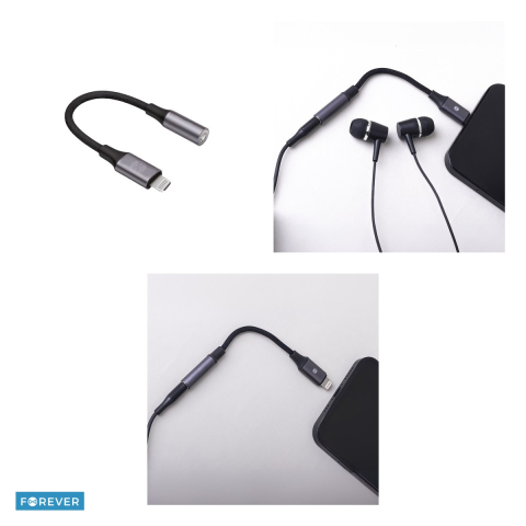 Adaptor tip Lightning AUX Forever AJL-01, conector tip Lightning la Jack 3.5 mm mama, permite high-quality 24-bit stereo sound pana la 48KHz, transmite functiile castilor gen control volum si raspuns  [3]