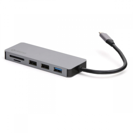 Adaptoare Type C - Adaptor USB 3.0 tip C multifunctional 7 in 1, Platinet 45221, HDMI 4K, USB-C PD, cititor card micro/SD, HUB 3 port USB