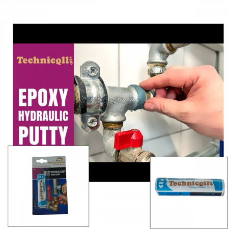 Adeziv universal epoxi, E-150, 35g, chit epoxidic, 00015, pentru repararea tevilor cu scurgeri, albastru [4]