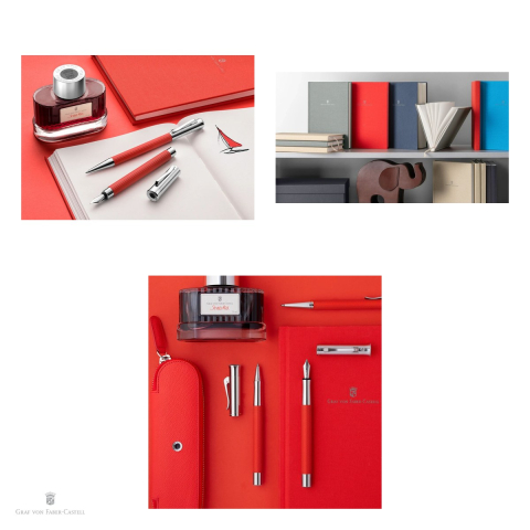 Agenda cu coperta din panza A5, Graf von Faber Castell, India Red [3]